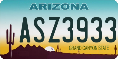 AZ license plate ASZ3933