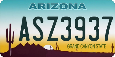 AZ license plate ASZ3937