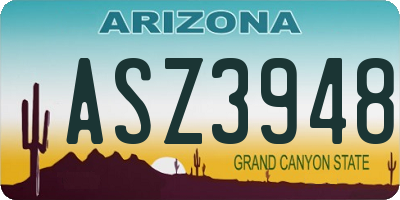 AZ license plate ASZ3948