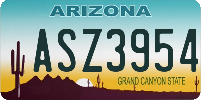 AZ license plate ASZ3954