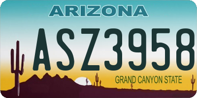 AZ license plate ASZ3958