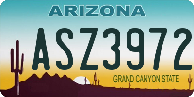 AZ license plate ASZ3972