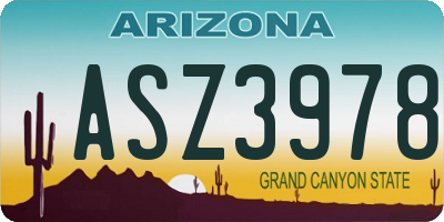 AZ license plate ASZ3978
