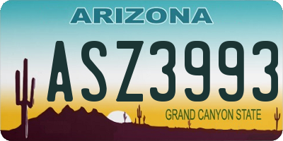 AZ license plate ASZ3993