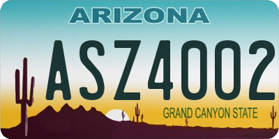 AZ license plate ASZ4002