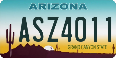 AZ license plate ASZ4011