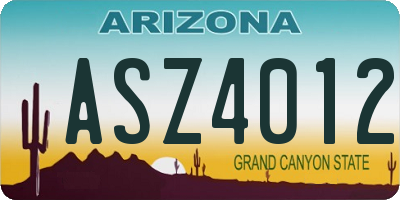 AZ license plate ASZ4012