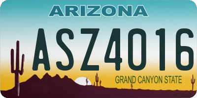 AZ license plate ASZ4016