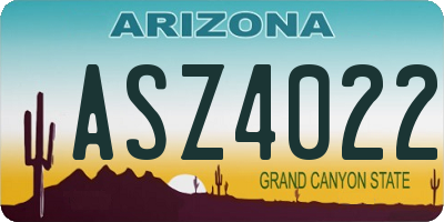 AZ license plate ASZ4022