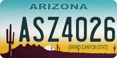 AZ license plate ASZ4026