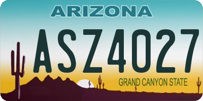 AZ license plate ASZ4027