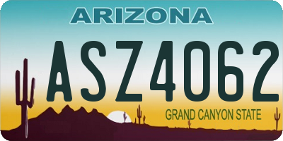 AZ license plate ASZ4062