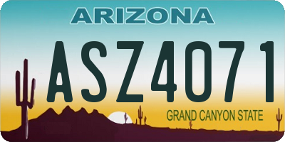 AZ license plate ASZ4071