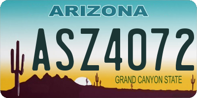 AZ license plate ASZ4072