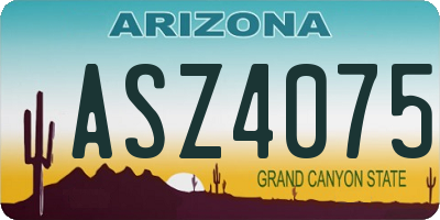AZ license plate ASZ4075