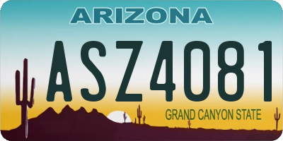 AZ license plate ASZ4081