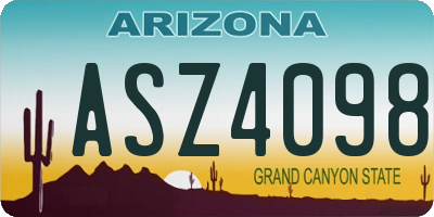 AZ license plate ASZ4098