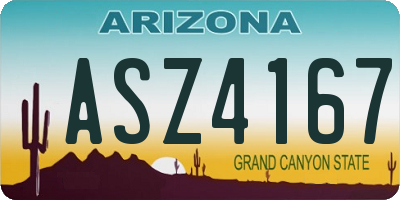 AZ license plate ASZ4167