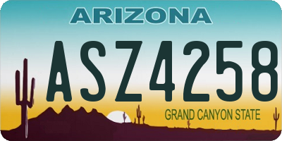 AZ license plate ASZ4258