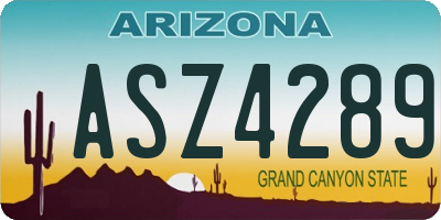 AZ license plate ASZ4289