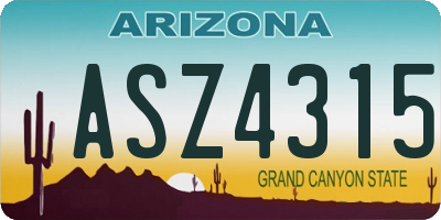 AZ license plate ASZ4315