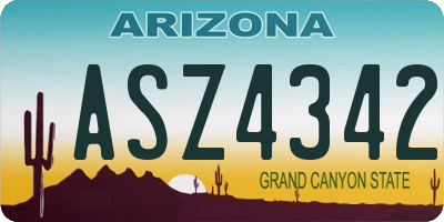 AZ license plate ASZ4342