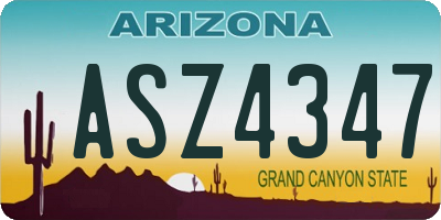 AZ license plate ASZ4347
