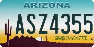AZ license plate ASZ4355