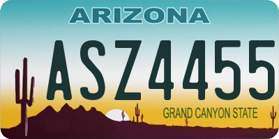 AZ license plate ASZ4455