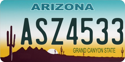 AZ license plate ASZ4533