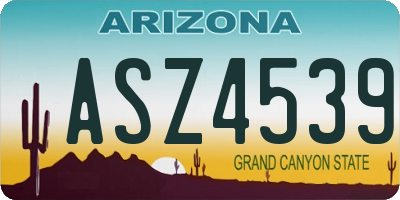 AZ license plate ASZ4539