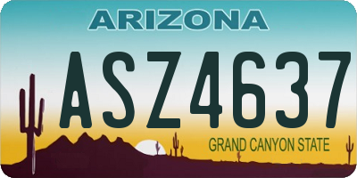 AZ license plate ASZ4637