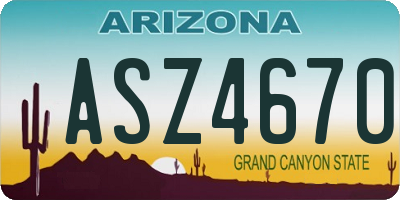 AZ license plate ASZ4670