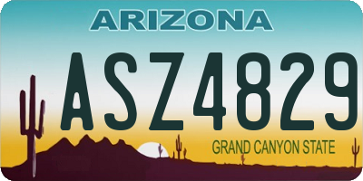 AZ license plate ASZ4829