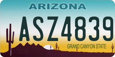 AZ license plate ASZ4839