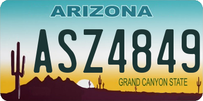 AZ license plate ASZ4849