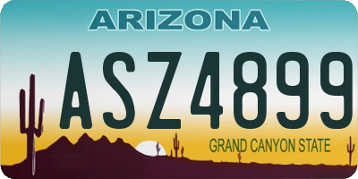 AZ license plate ASZ4899