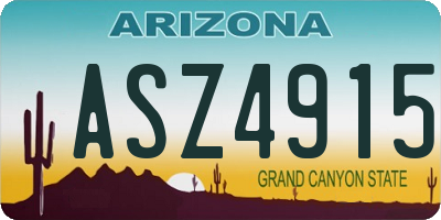 AZ license plate ASZ4915