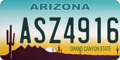 AZ license plate ASZ4916