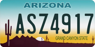 AZ license plate ASZ4917