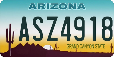 AZ license plate ASZ4918