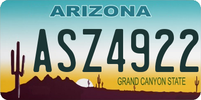AZ license plate ASZ4922