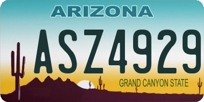 AZ license plate ASZ4929