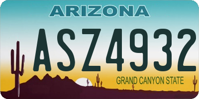 AZ license plate ASZ4932
