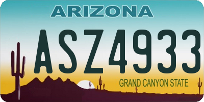 AZ license plate ASZ4933
