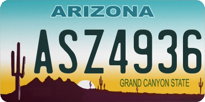 AZ license plate ASZ4936
