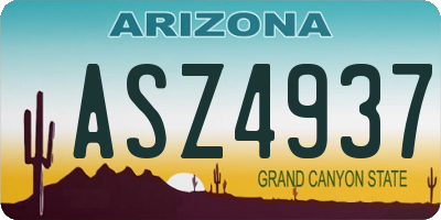 AZ license plate ASZ4937