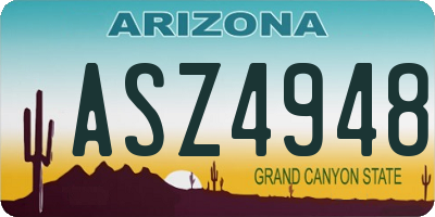 AZ license plate ASZ4948