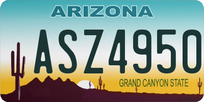 AZ license plate ASZ4950