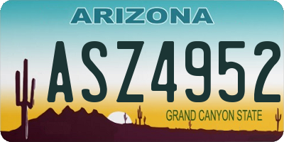 AZ license plate ASZ4952